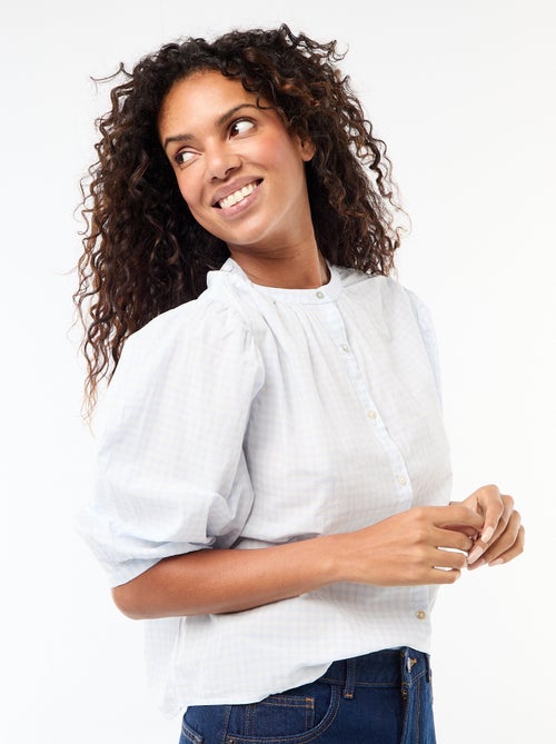 Camisa com gola mao e mangas 3/4 - Kiabi