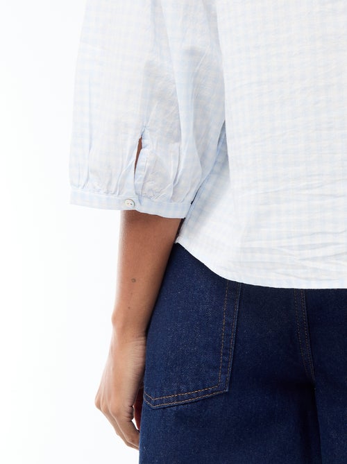 Camisa com gola mao e mangas 3/4 - Kiabi