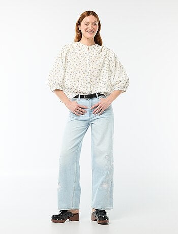 Camisa com gola mao e mangas 3/4