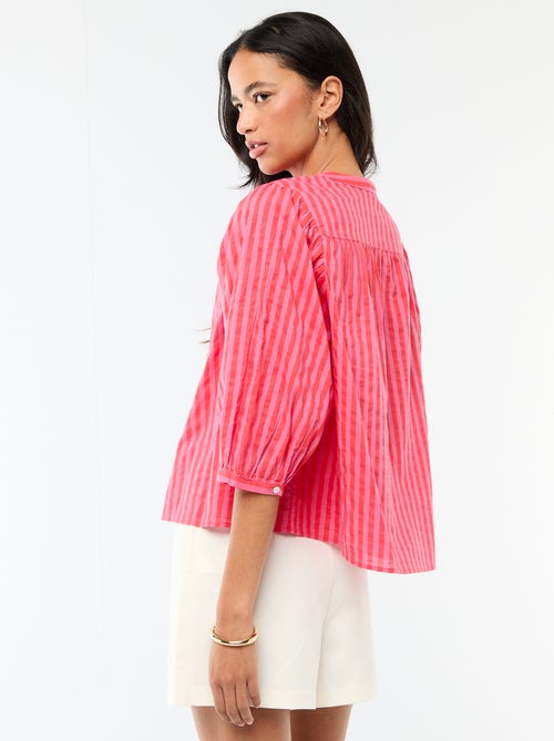 Camisa com gola mao e mangas 3/4 - Kiabi