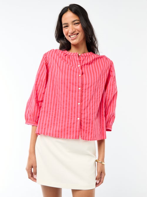Camisa com gola mao e mangas 3/4 - Kiabi
