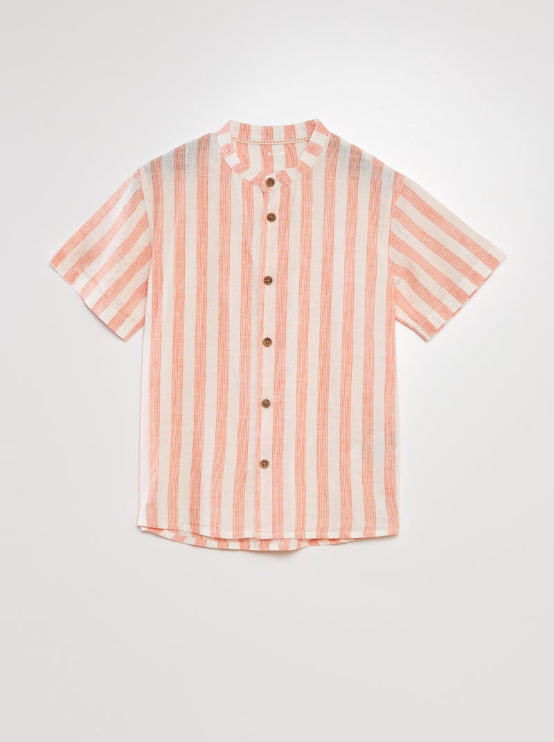 Camisa com gola mao LARANJA - Kiabi