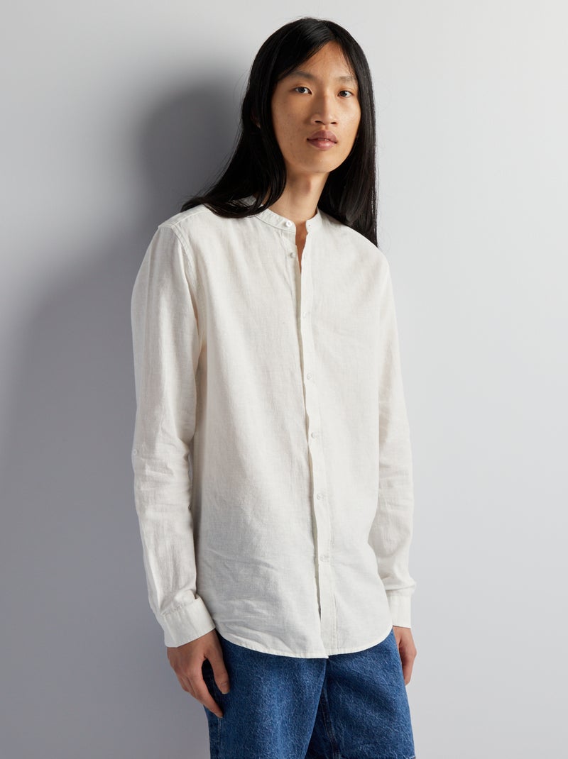 Camisa com gola mao lisa Branco - Kiabi