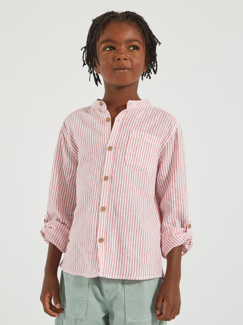 Camisa com gola mao VERMELHO - Kiabi