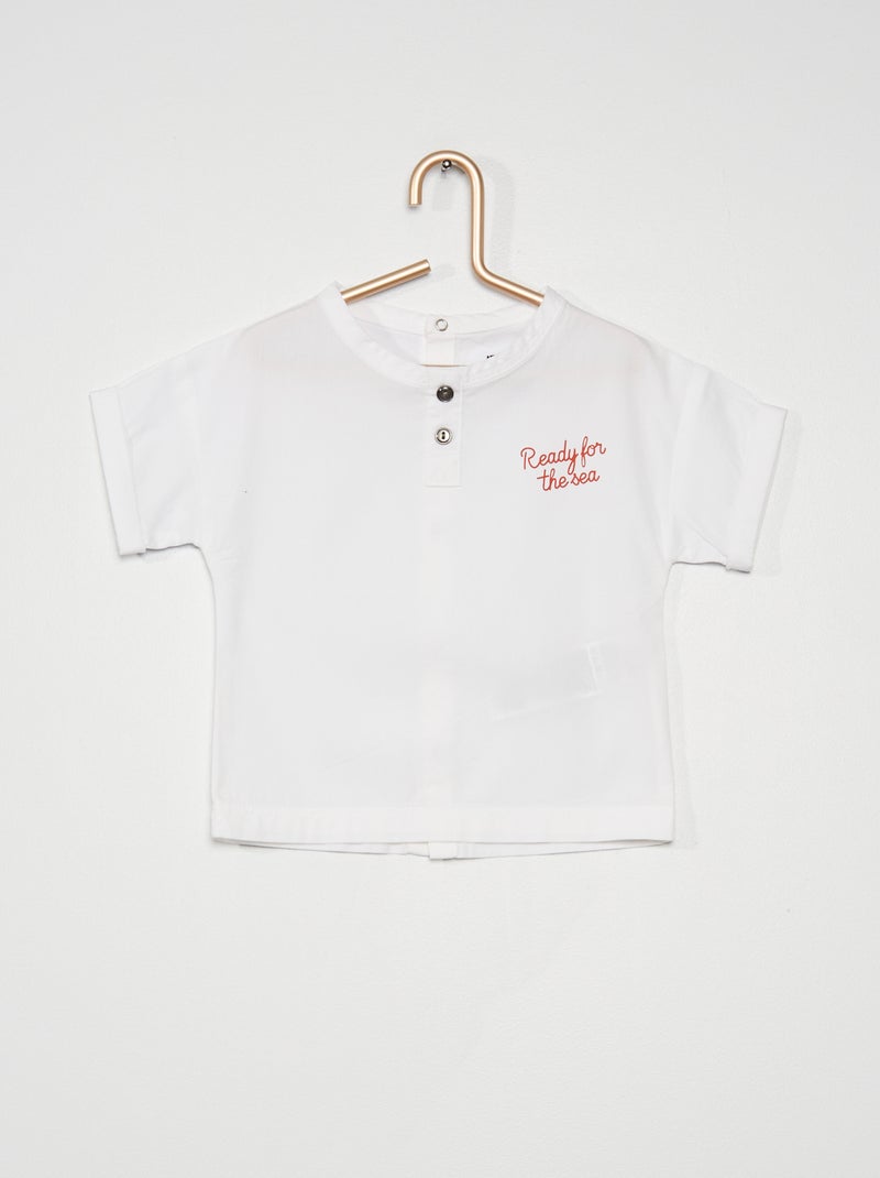 Camisa com gola tunisina BRANCO - Kiabi