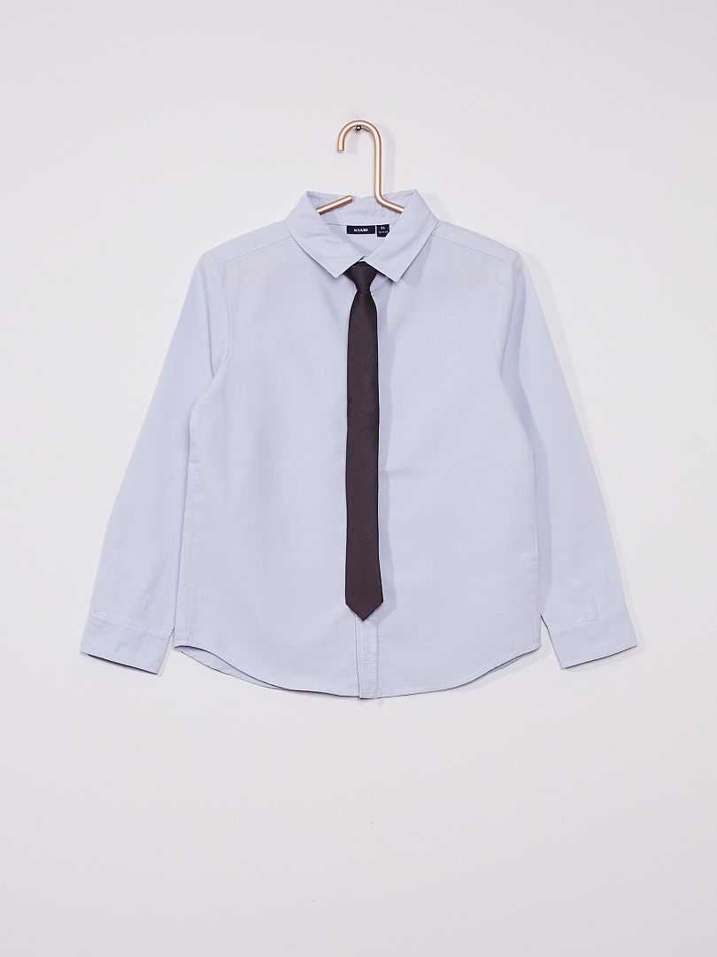 Camisa com gravata Azul Acinzentado - Kiabi