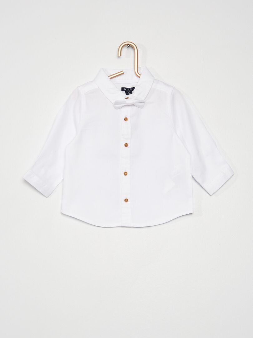Camisa com laço borboleta Branco - Kiabi