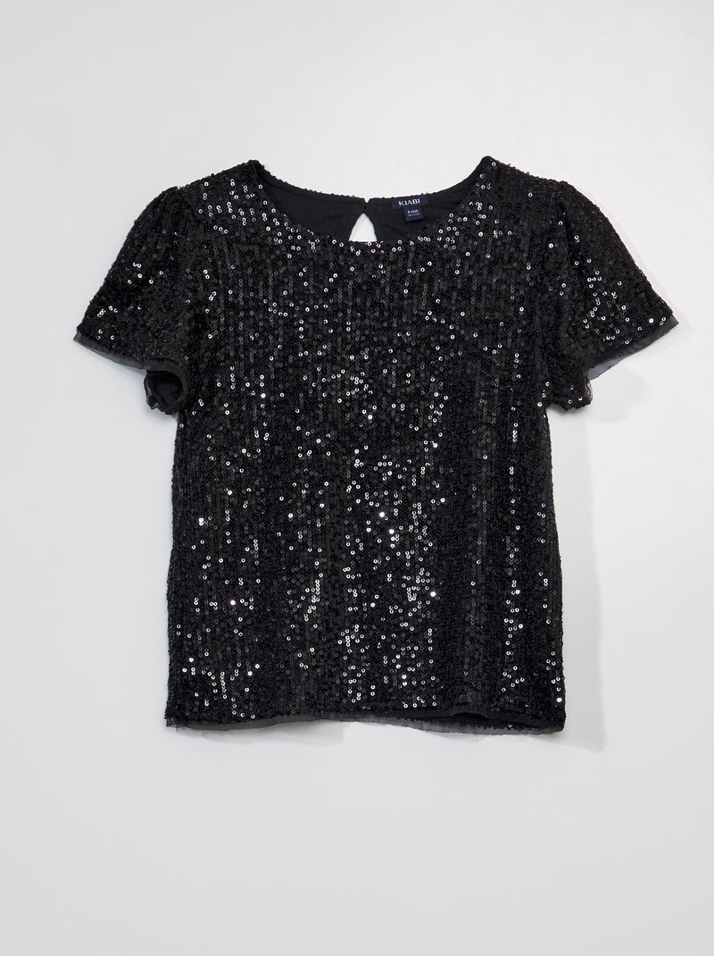 Camisa com lantejoulas PRETO - Kiabi