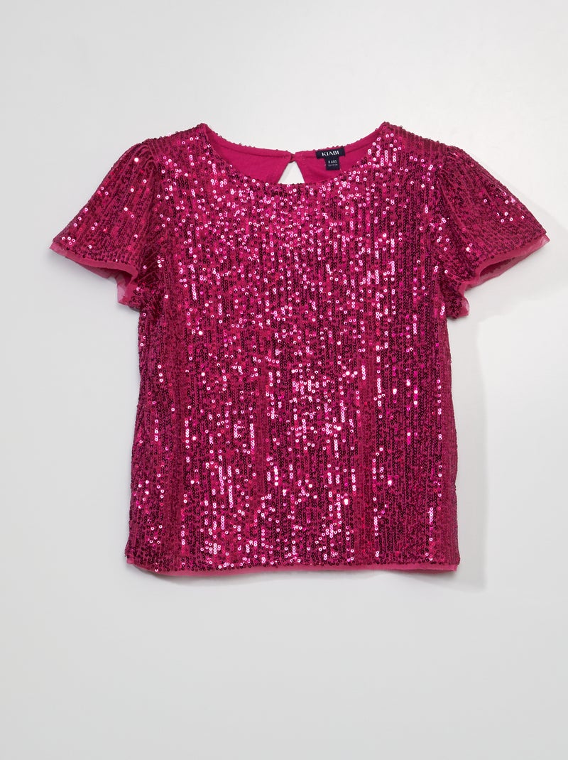 Camisa com lantejoulas ROSA - Kiabi