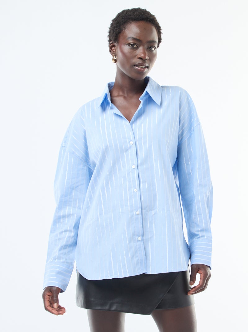 Camisa com linhas prateadas 'JDY' Azul - Kiabi