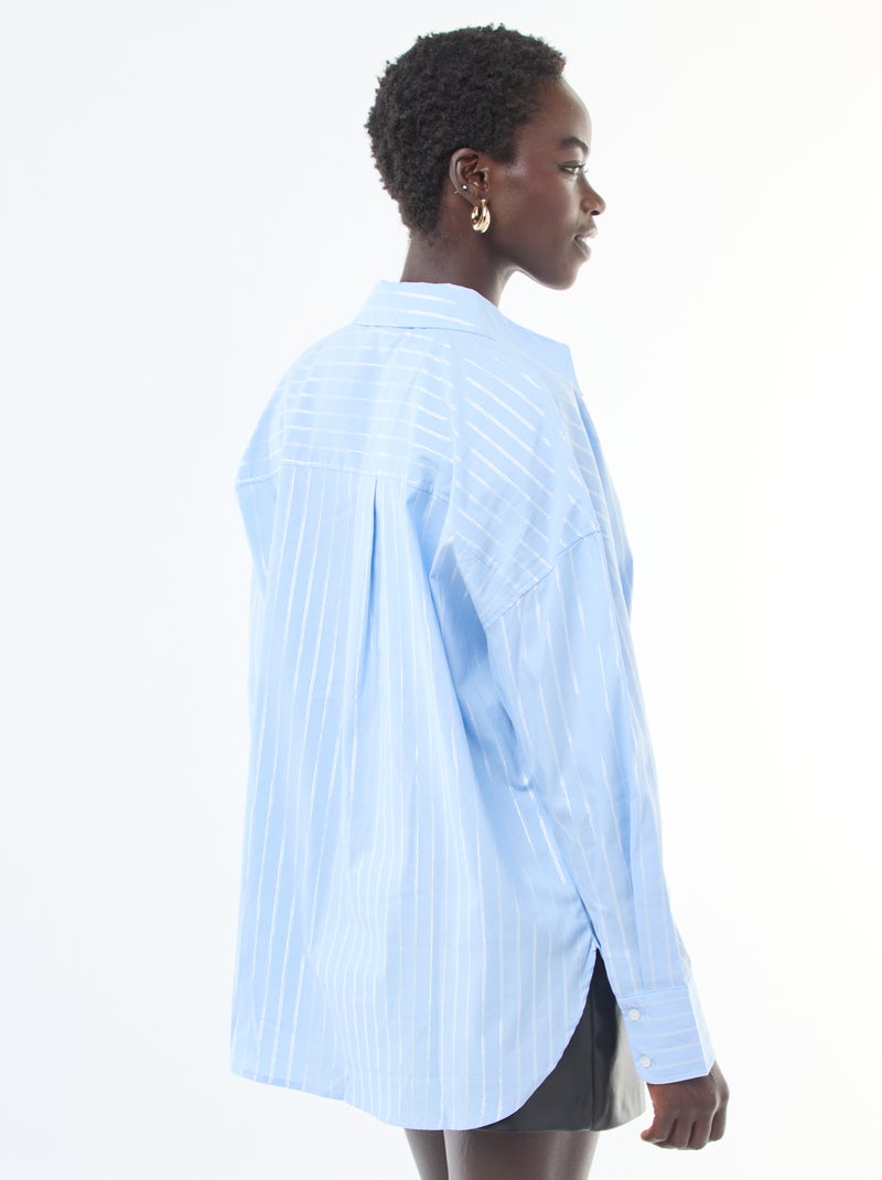 Camisa com linhas prateadas 'JDY' Azul - Kiabi