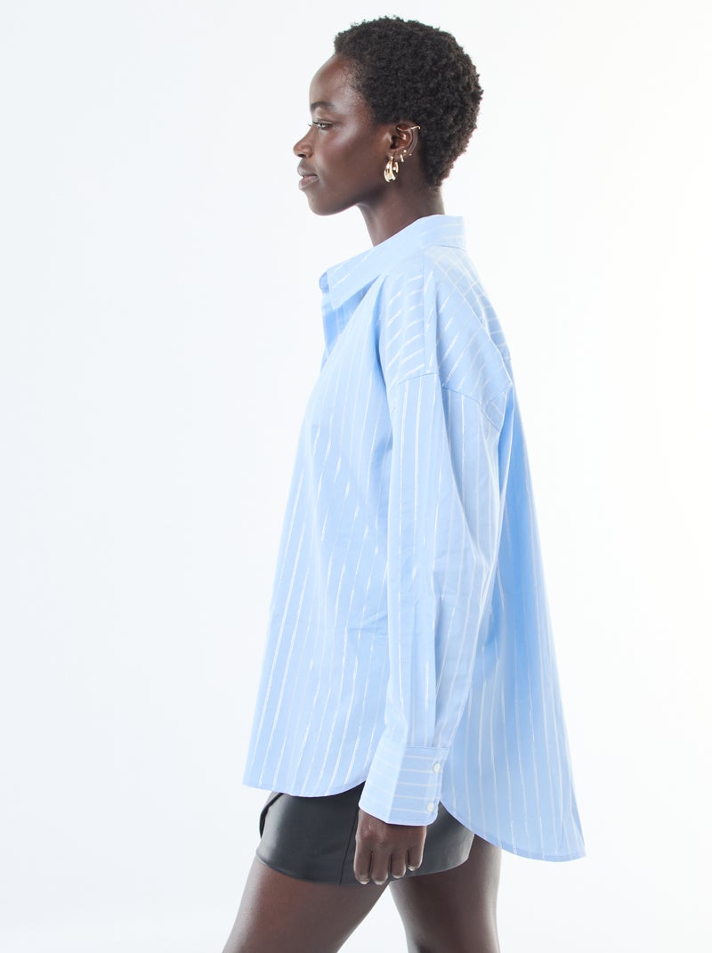 Camisa com linhas prateadas 'JDY' Azul - Kiabi