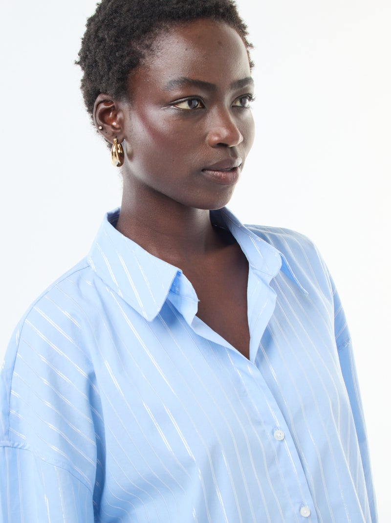 Camisa com linhas prateadas 'JDY' Azul - Kiabi