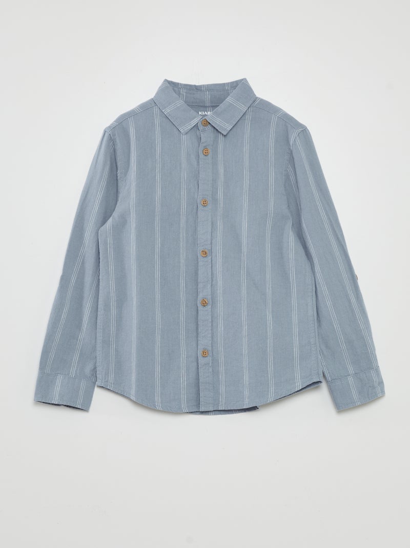 Camisa com manga comprida que pode ser dobrada AZUL - Kiabi
