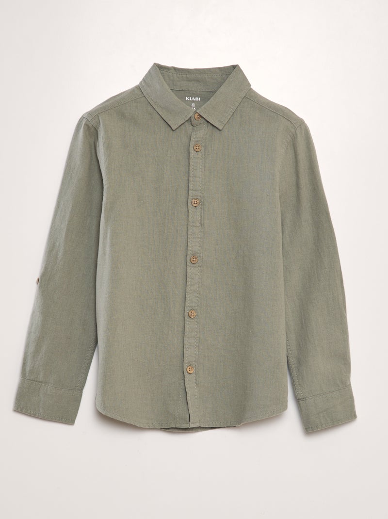 Camisa com manga comprida que pode ser dobrada VERDE - Kiabi