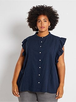 Camisa com mangas aos folhos - Kiabi