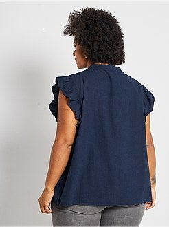 Camisa com mangas aos folhos - Kiabi