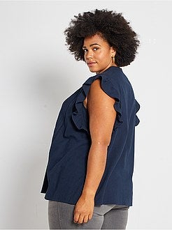 Camisa com mangas aos folhos - Kiabi