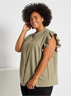 Camisa com mangas aos folhos - Kiabi