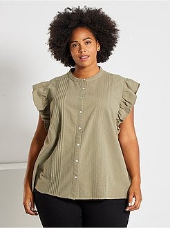 Camisa com mangas aos folhos - Kiabi