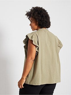 Camisa com mangas aos folhos - Kiabi