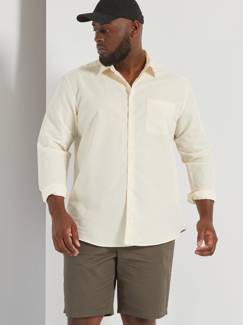 Camisa com microrriscas BRANCO - Kiabi