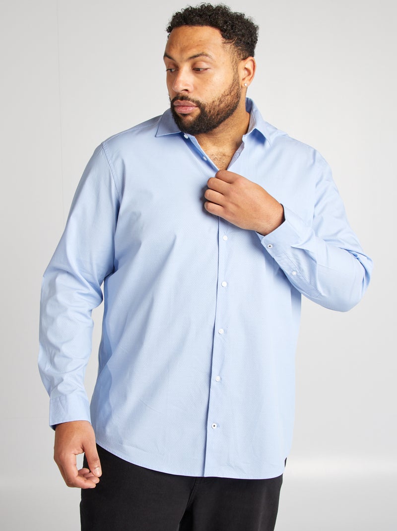 Camisa com motivo dobby AZUL - Kiabi