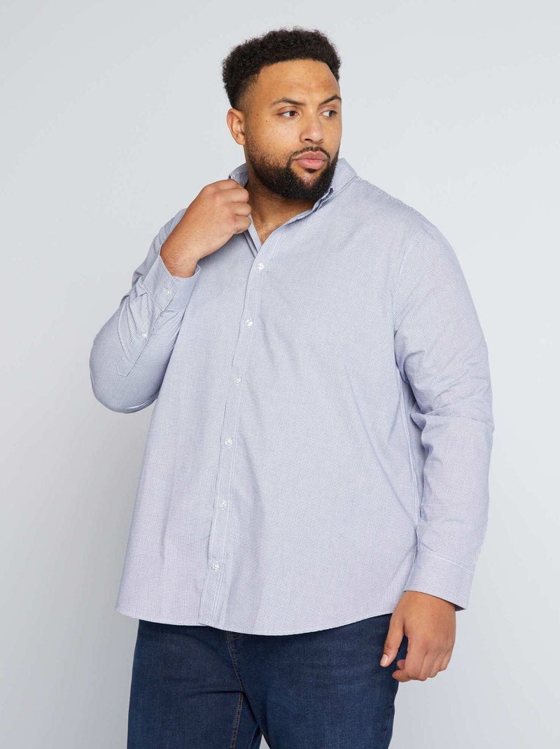 Camisa com motivo vichy AZUL - Kiabi