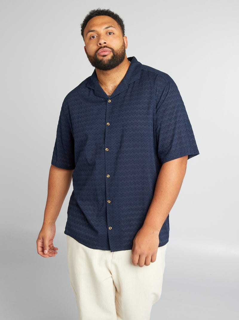 Camisa com motivos em relevo AZUL - Kiabi