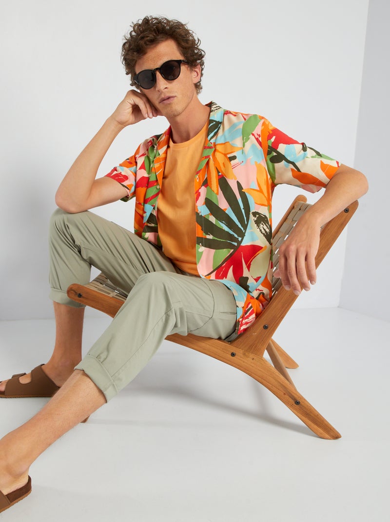 Camisa com motivos fluida e leve LARANJA - Kiabi