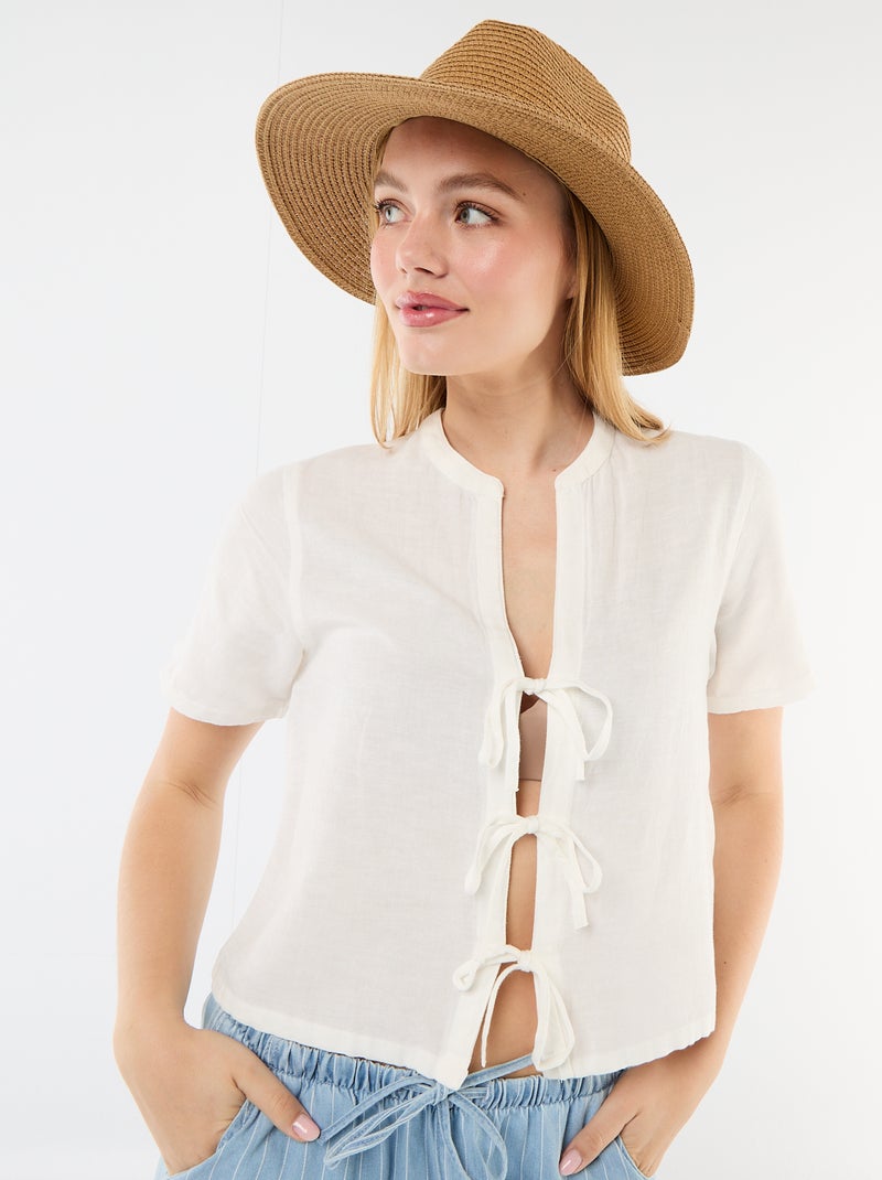 Camisa com nós Branco - Kiabi