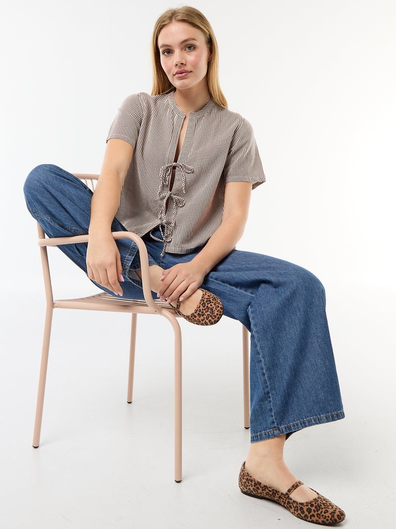 Camisa com nós Castanho - Kiabi