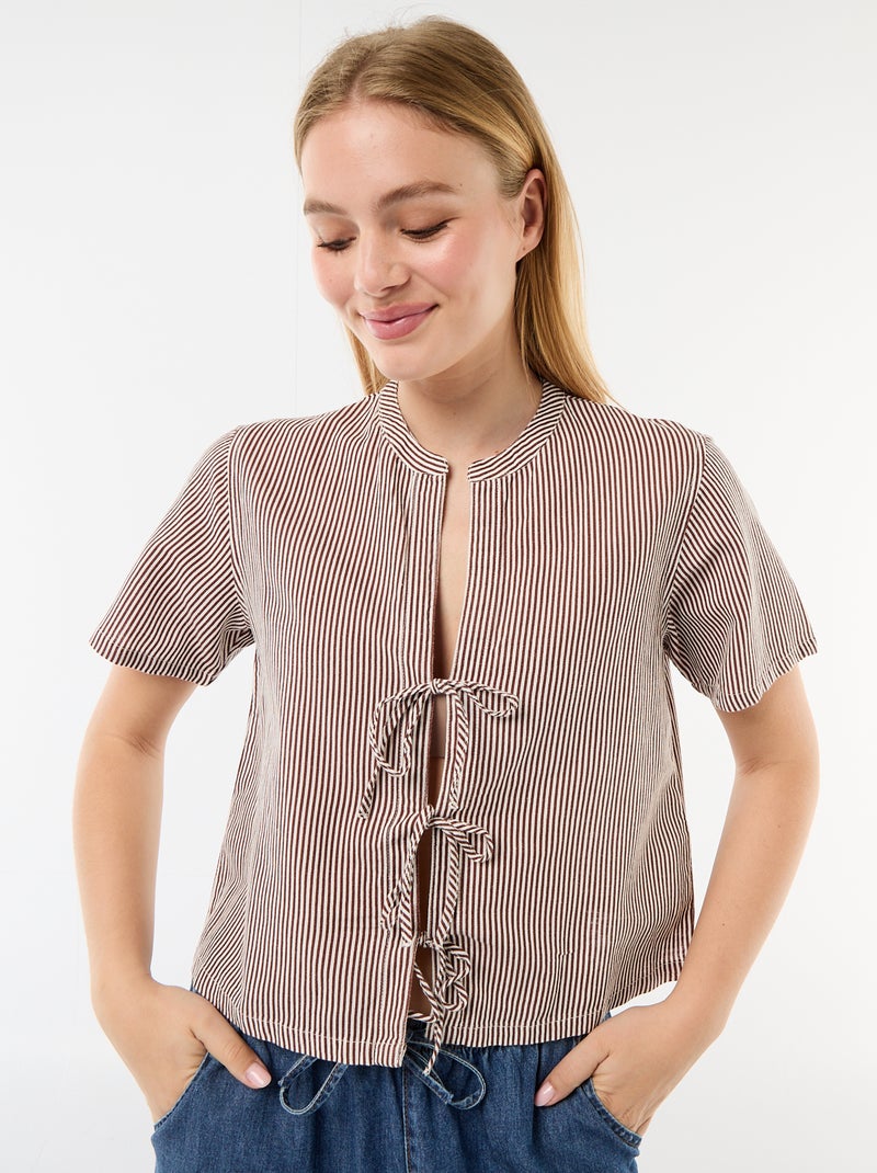 Camisa com nós Castanho - Kiabi