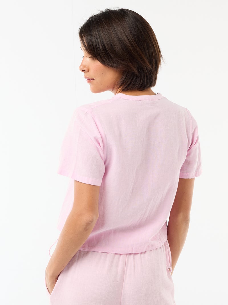 Camisa com nós Rosa - Kiabi