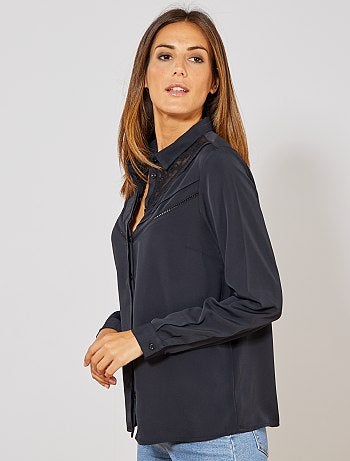 Camisa com peitilho em renda - Kiabi