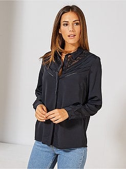Camisa com peitilho em renda - Kiabi