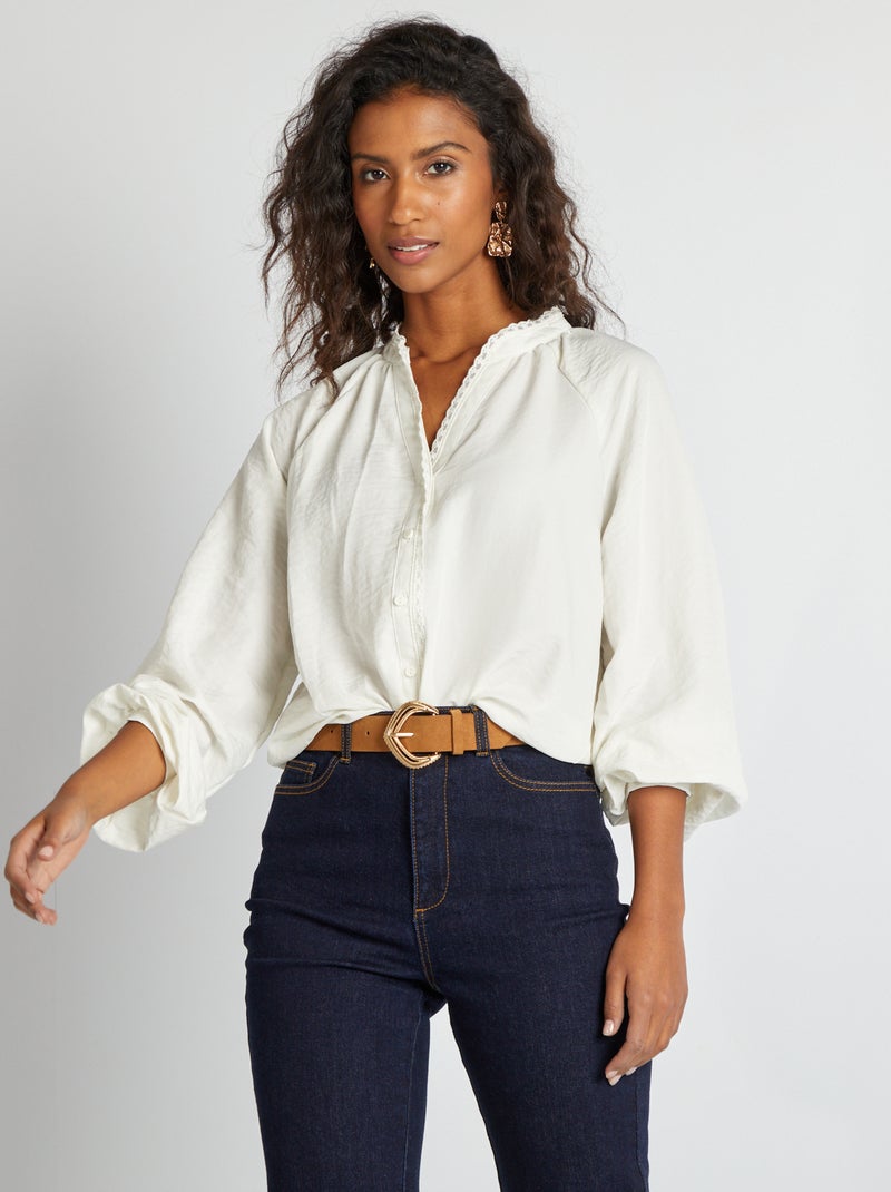 Camisa com renda 'JDY' BRANCO - Kiabi