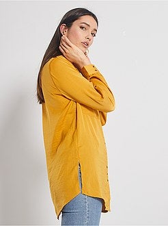 Camisa comprida acetinada - Kiabi
