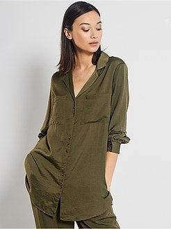 Camisa comprida acetinada - Kiabi