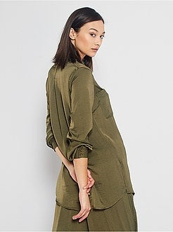 Camisa comprida acetinada - Kiabi