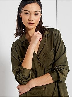 Camisa comprida acetinada - Kiabi