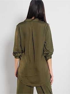 Camisa comprida acetinada - Kiabi
