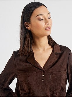 Camisa comprida acetinada - Kiabi