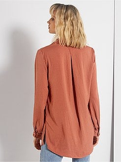 Camisa comprida acetinada - Kiabi
