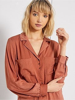 Camisa comprida acetinada - Kiabi