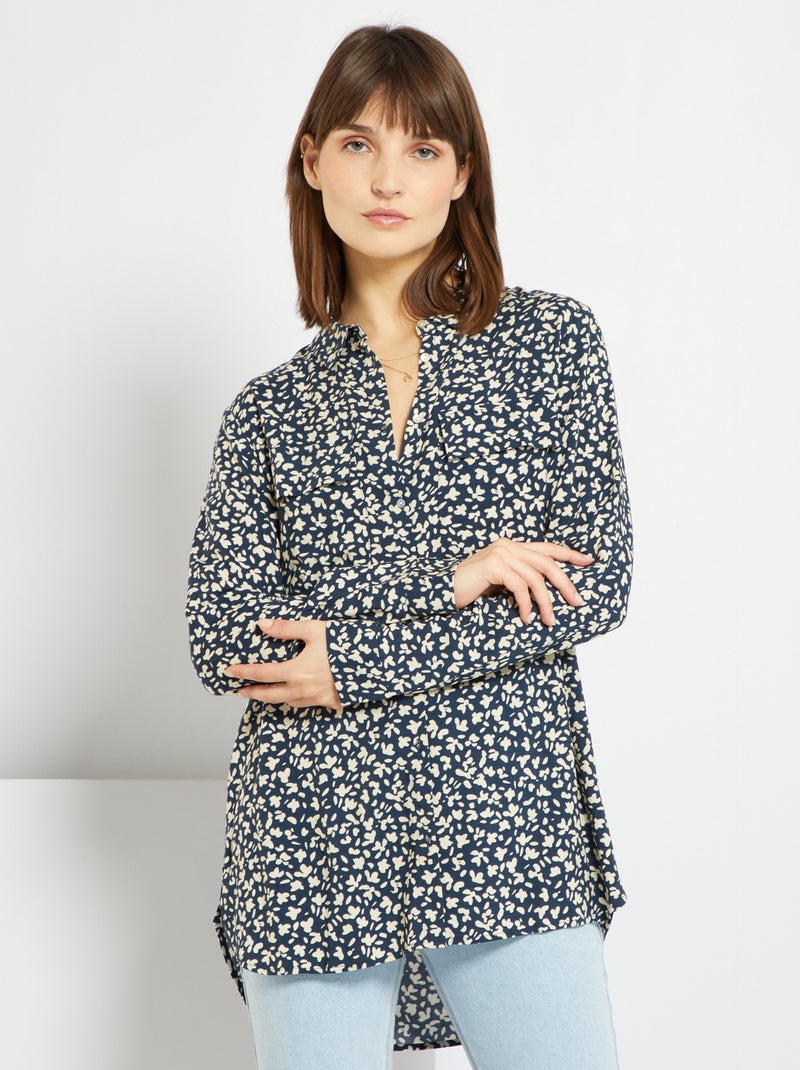 Camisa comprida AZUL - Kiabi