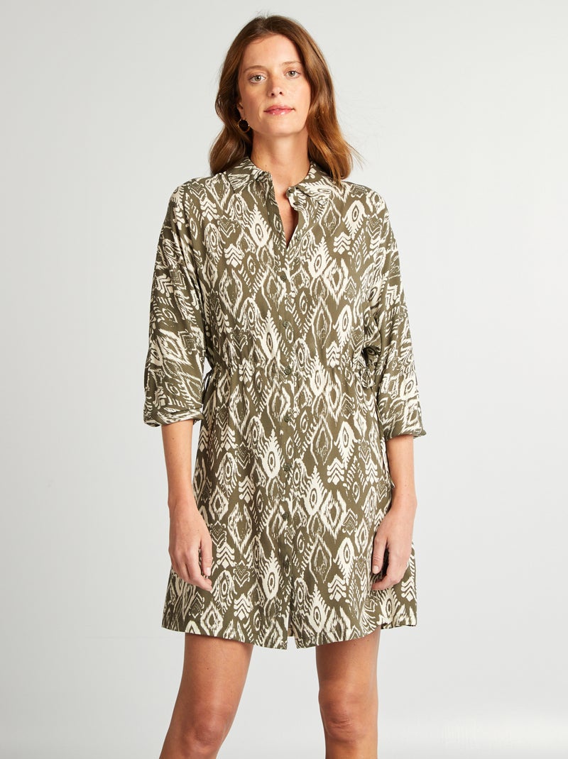 Camisa comprida com motivo de manga comprida CAQUI - Kiabi