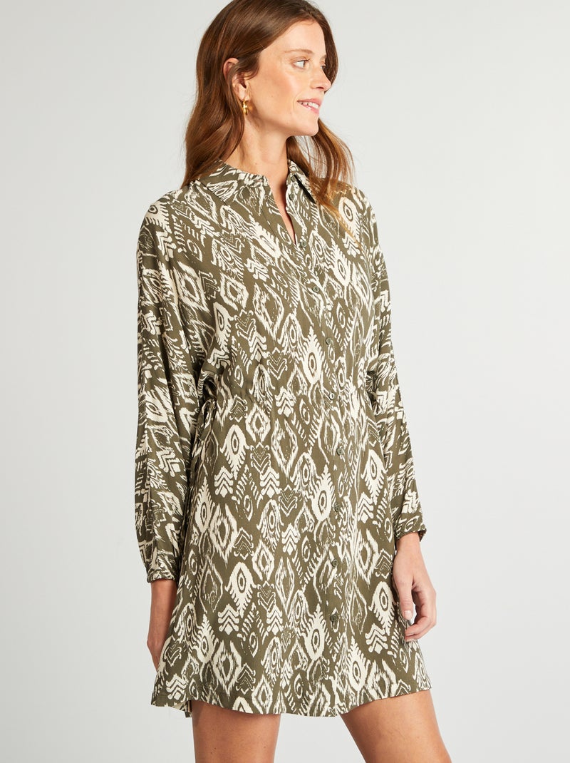 Camisa comprida com motivo de manga comprida CAQUI - Kiabi