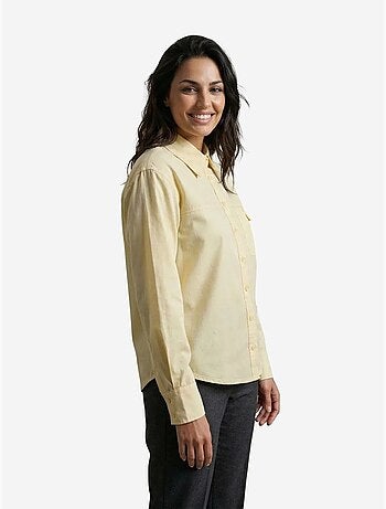 Camisa comprida de algodão texturizado my fashion