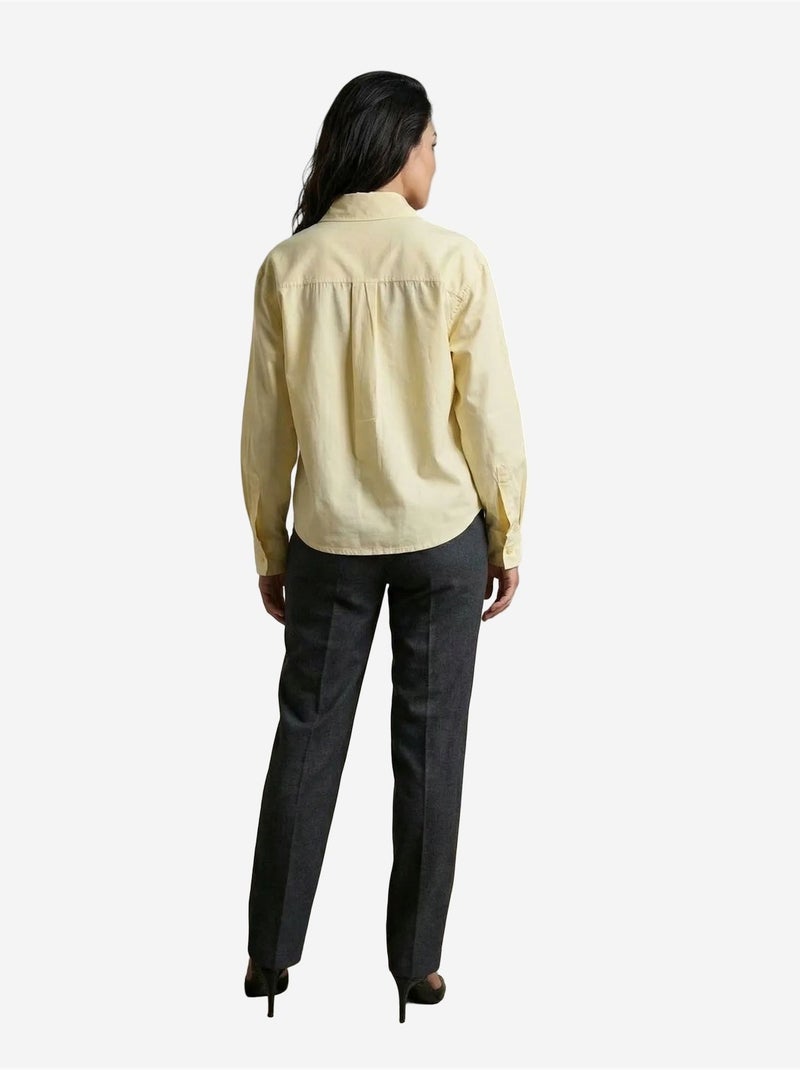 Camisa comprida de algodão texturizado my fashion Amarelo-limão - Kiabi